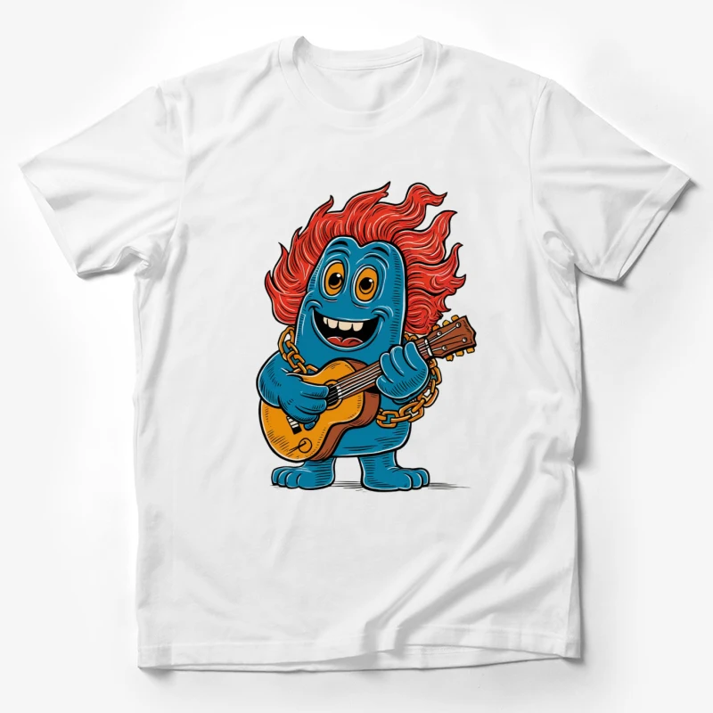 cartoon character monster guitar red hair blue skin chains musical creature Male T-Shirt