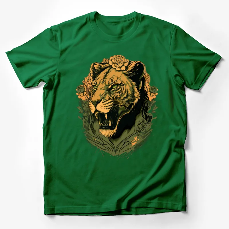 Lioness art illustration floral roaring wildlife nature Male T-Shirt