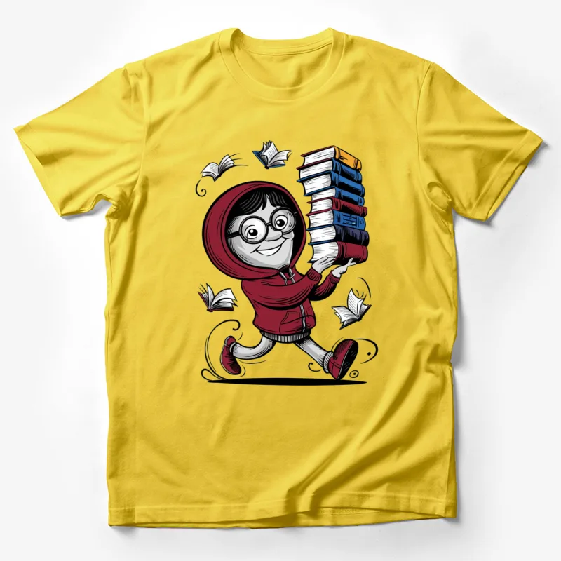 cartoon character books reading education glasses hoodie Male T-Shirt