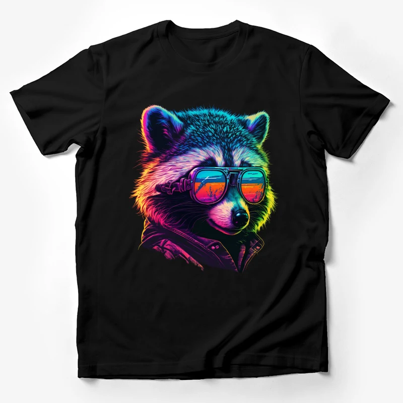 Raccoon sunglasses psychedelic vibrant artistic cool Male T-Shirt