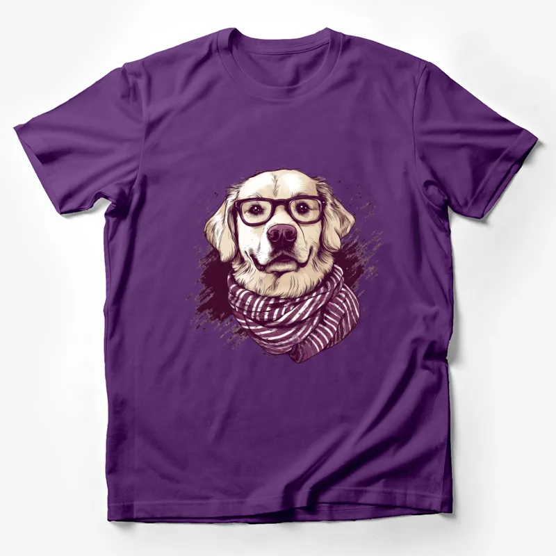 dog glasses scarf illustration hipster golden retriever stylized T-shirt Male T-Shirt