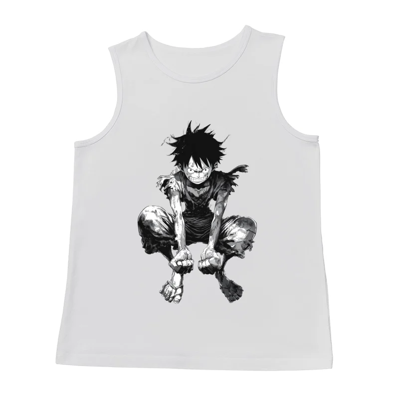 Gritty Manga Hero: Resilient Warrior in Tattered Garb Male Tank Top