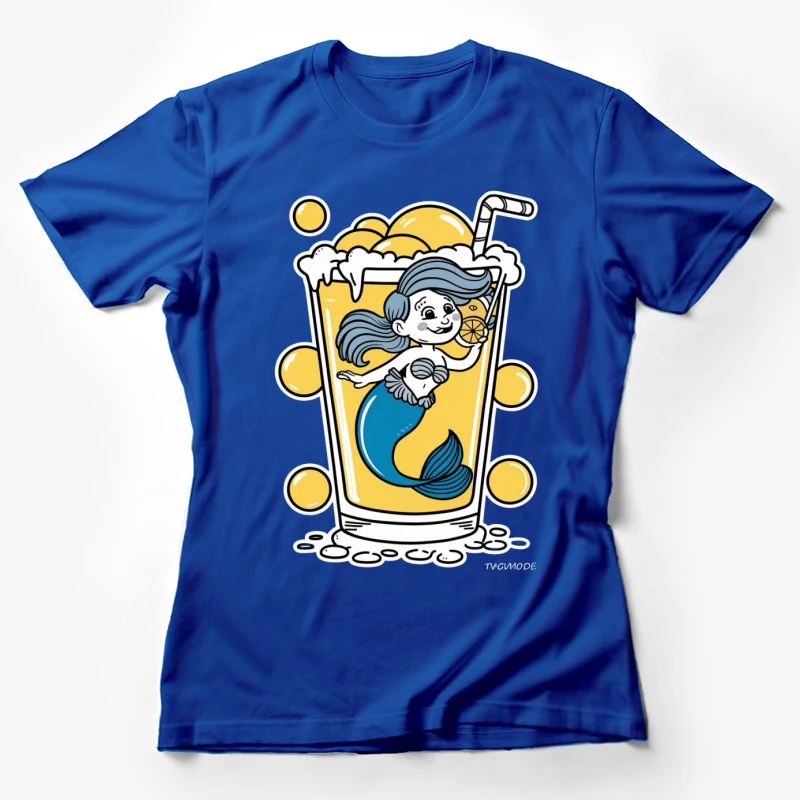 mermaid lemonade cartoon illustration cute summer drink Female T-Shirt