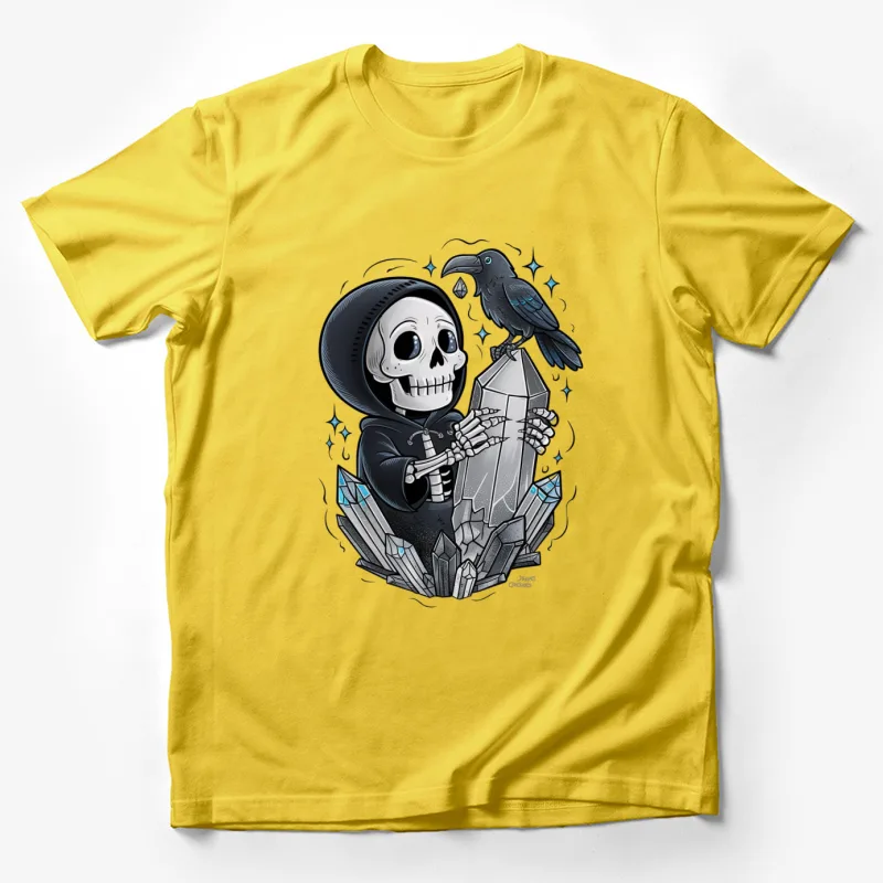 skull grim reaper raven crystal gothic illustration dark fantasy Male T-Shirt