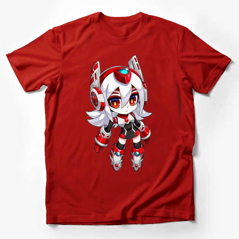 Girl science fiction cute red and white mech Male T-Shirt