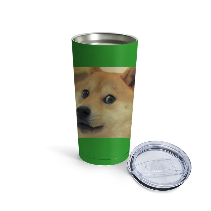 Iconic Doge Meme: Close-up of Shiba Inu Dog Travel Mug