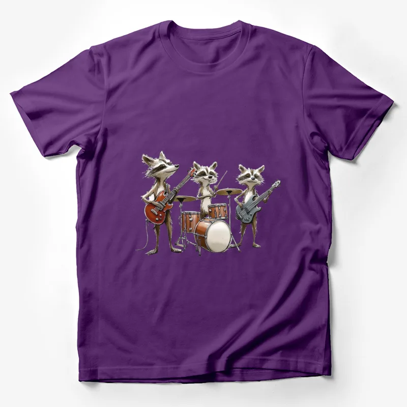 raccoons band music instruments cartoon illustration animals Male T-Shirt