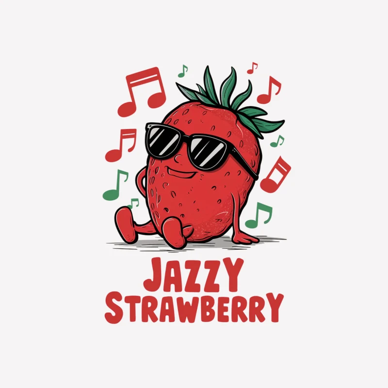 strawberry cartoon music sunglasses jazzy cool frui Male T-Shirt