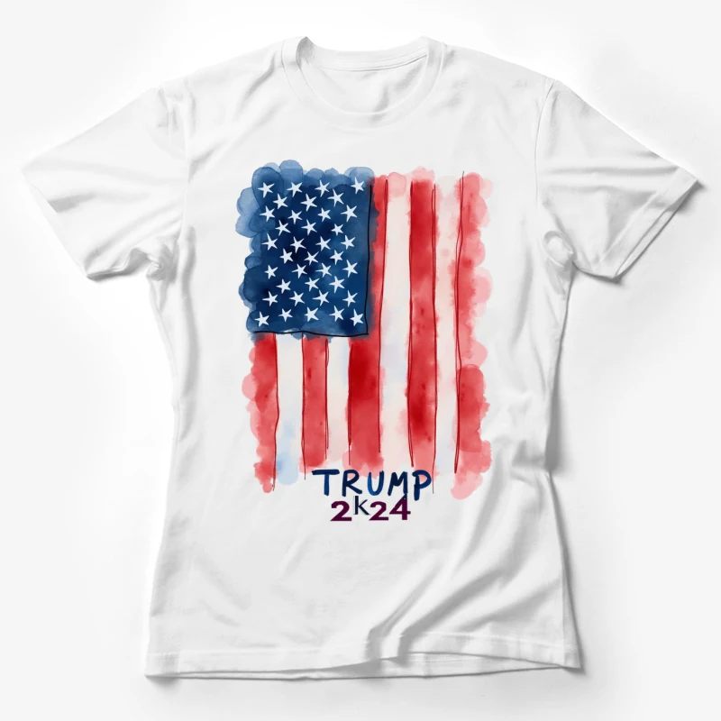 American flag watercolor Trump 2k24 political campaign patriotic election USA Female T-Shirt