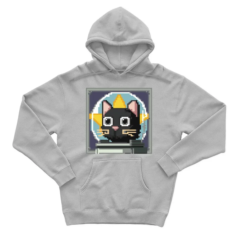 Pixel Art Space Cat Astronaut Game Icon Male Pullover Hoodie