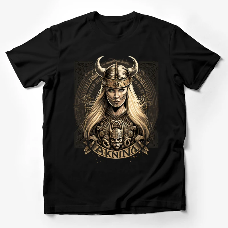 Viking warrior norse mythology illustration horned helmet blonde hair medieval fantasy Male T-Shirt