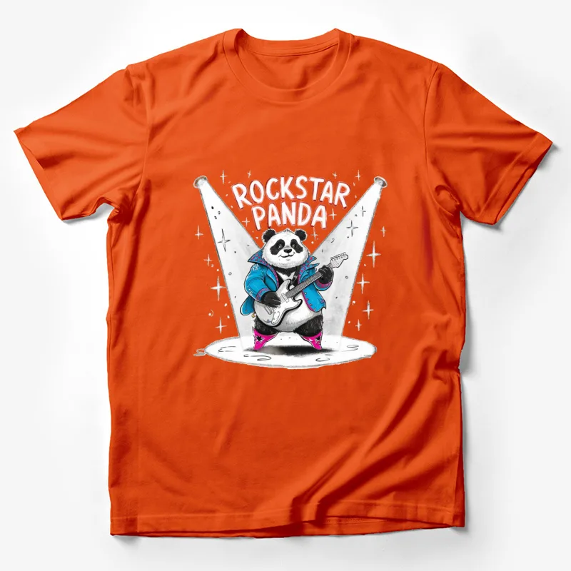 panda rockstar guitar cartoon illustration music animal cute Male T-Shirt