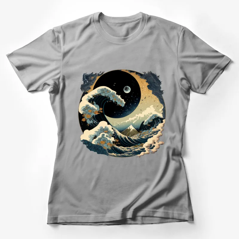 Waves ocean moon night sky Female T-Shirt