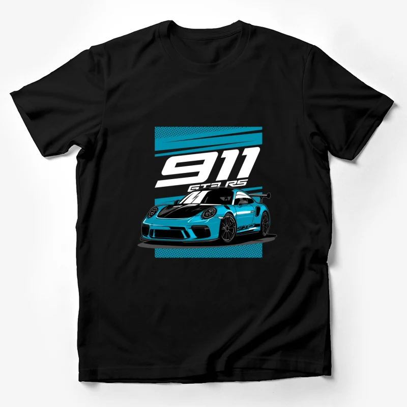 sports car Porsche GT3 RS turquoise racing luxury vehicle automotive illustration Male T-Shirt