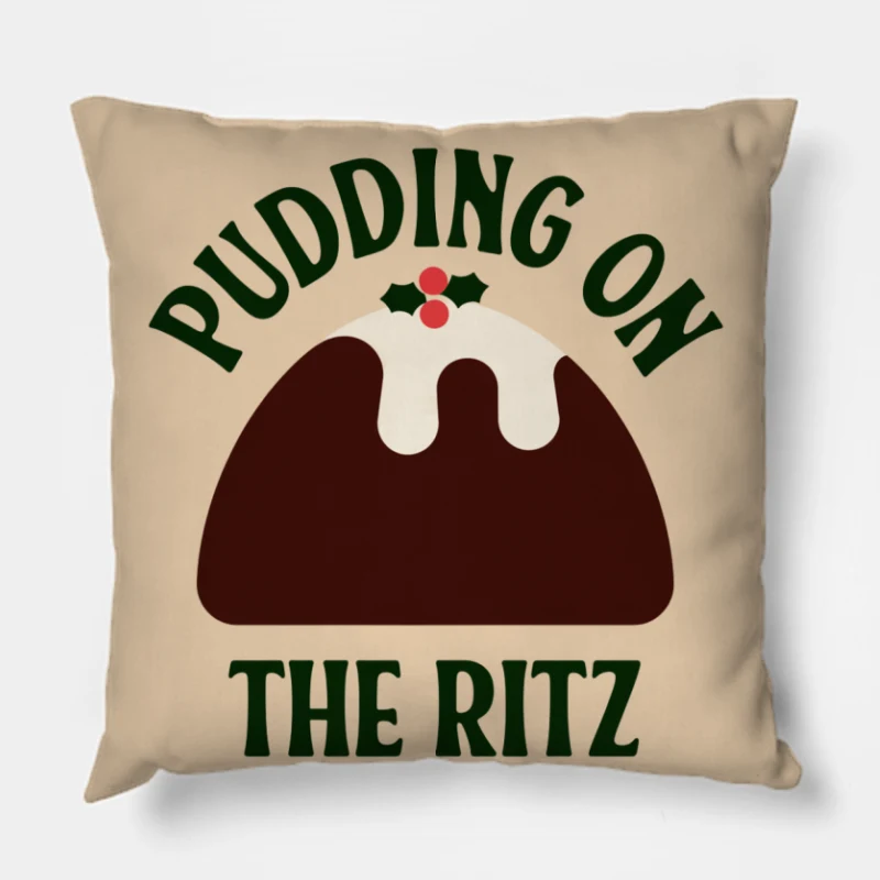 Christmas Pudding Dessert Graphic Logo Design Throw Pillow