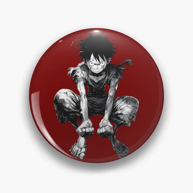 Gritty Manga Hero: Resilient Warrior in Tattered Garb Pin