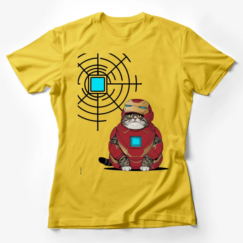 cat superhero Iron Man costume cartoon humor crossover pe Female T-Shirt