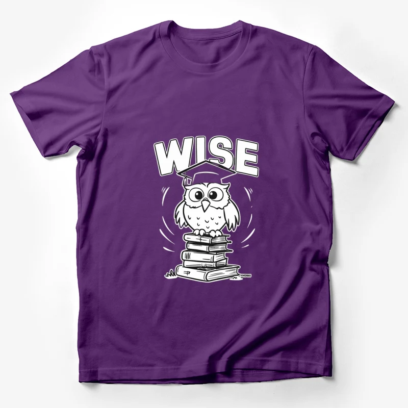 owl books wise education cartoon illustration learnin T-shirt Male T-Shirt