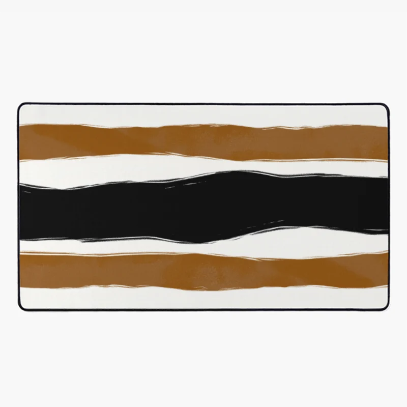 Minimalist Abstract Horizontal Striped Pattern Desk Mat