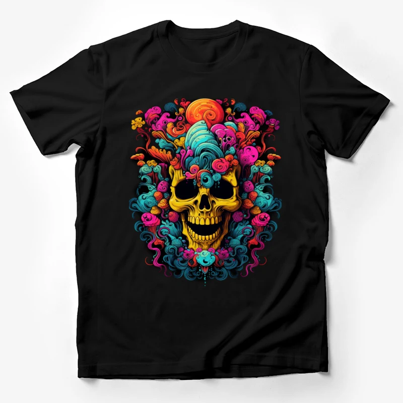 skull art colorful psychedelic abstract vibrant Day of the Dead surreal Male T-Shirt