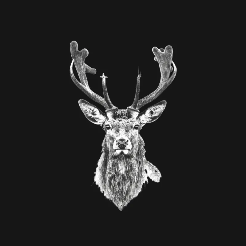 Majestic Deer Portrait: Wildlife Sketch in Black and White Male Long Sleeve T-Shirt