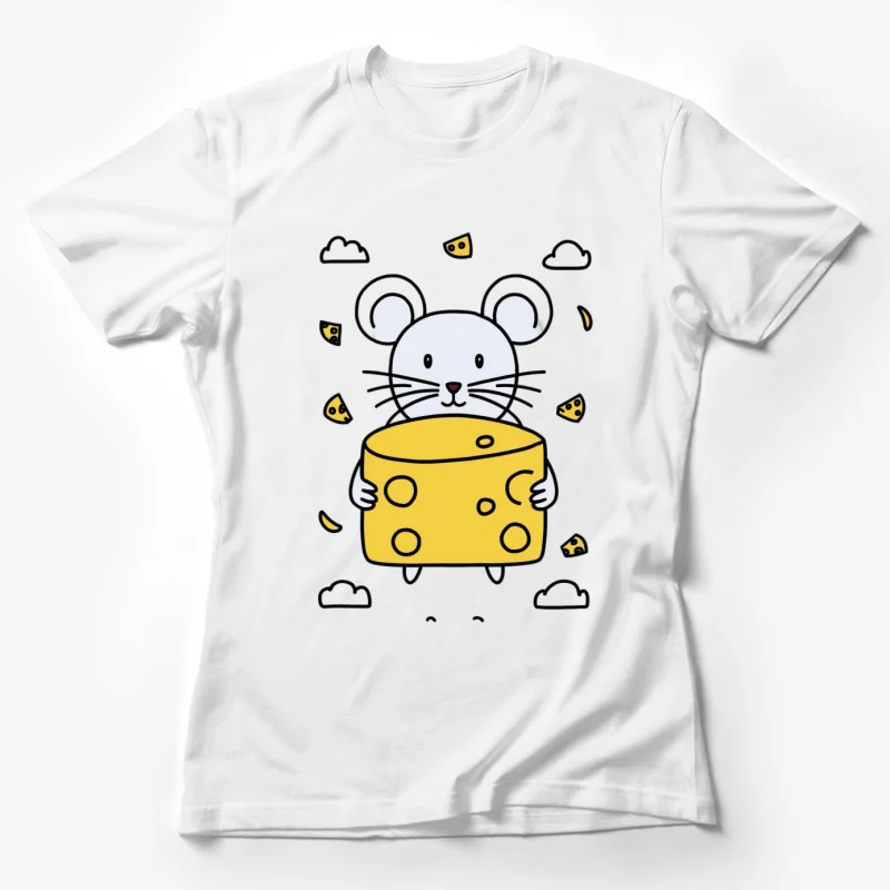 mouse cheese cartoon cute illustration clouds Female T-Shirt