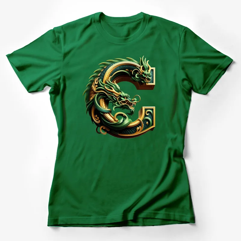 Dragon LETTER C Art Fantasy Female T-Shirt