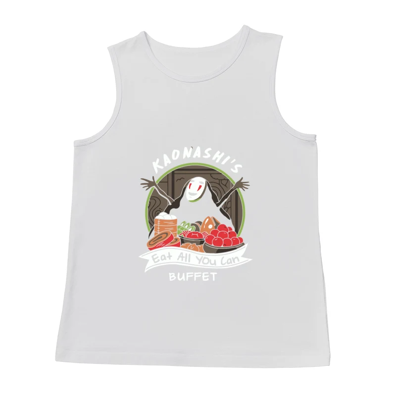 Cheerful Ghost with Festive Food Illustration Male Tank Top