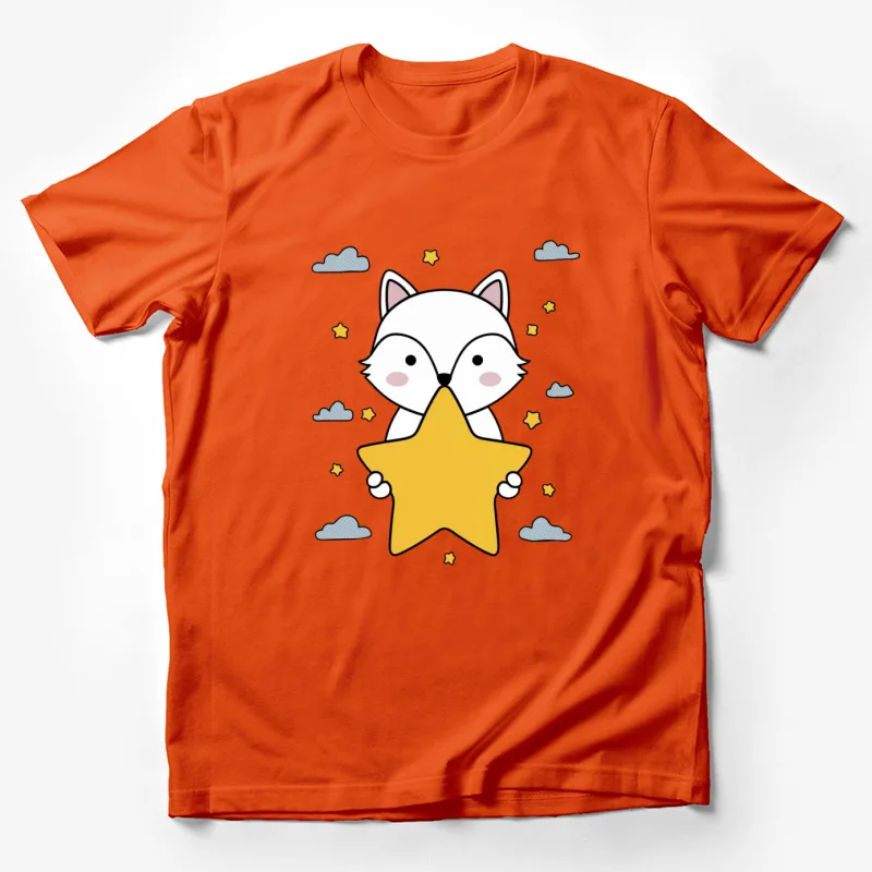 cartoon fox star cute clouds illustration kawaii childish Male T-Shirt