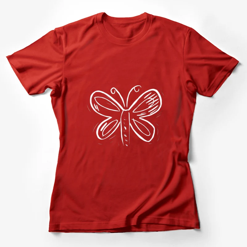 butterfly sketch drawing simple outline illustration insec Female T-Shirt