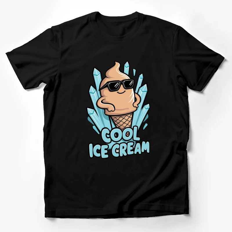 ice cream cartoon sunglasses cool crystals typography mascot illustration Male T-Shirt