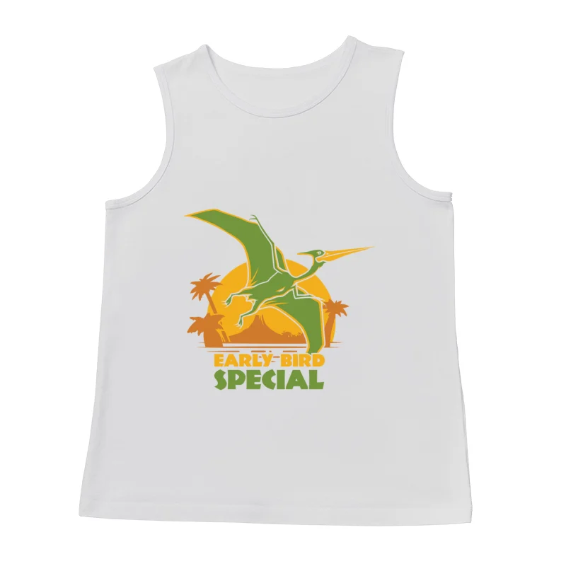 Prehistoric Early Bird Special: Pterodactyl Sunrise Design Male Tank Top