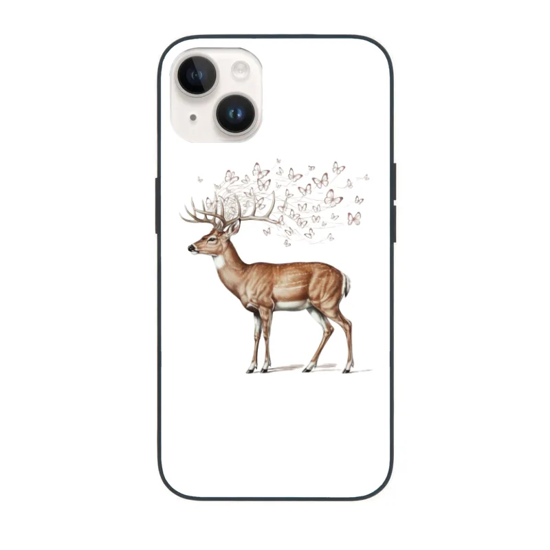 Surreal Deer with Butterfly Antlers iPhone Case