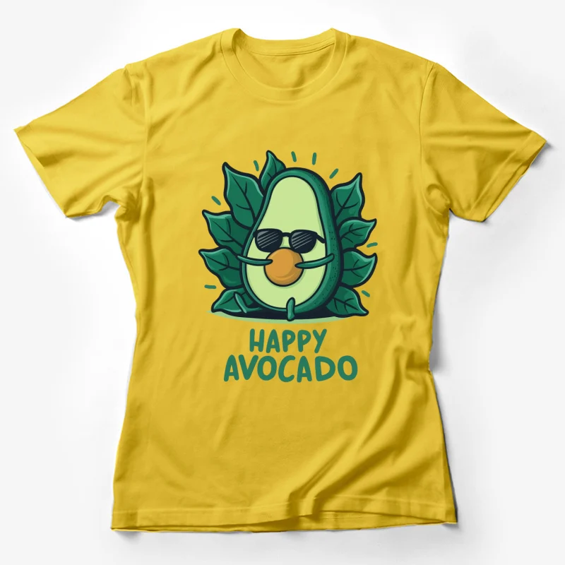 vocado cartoon sunglasses happy illustration green fruit tex Female T-Shirt