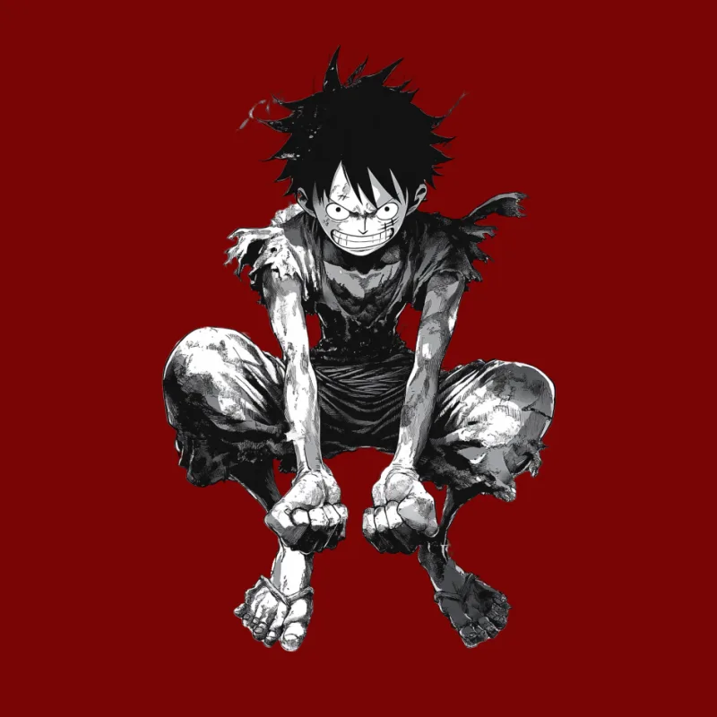 Gritty Manga Hero: Resilient Warrior in Tattered Garb Pin