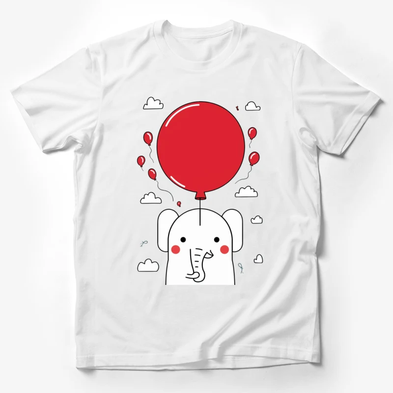 elephant balloon cartoon cute clouds illustration Male T-Shirt