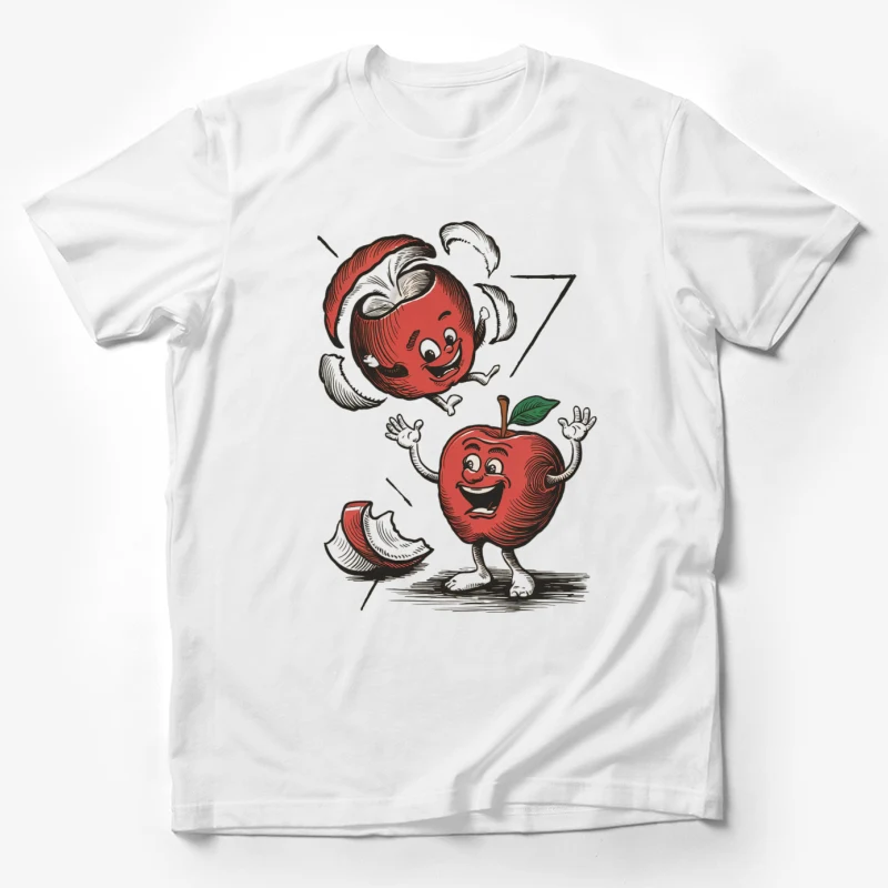 pples cartoon anthropomorphic fruits smiling illustration vintage style cheerful Male T-Shirt