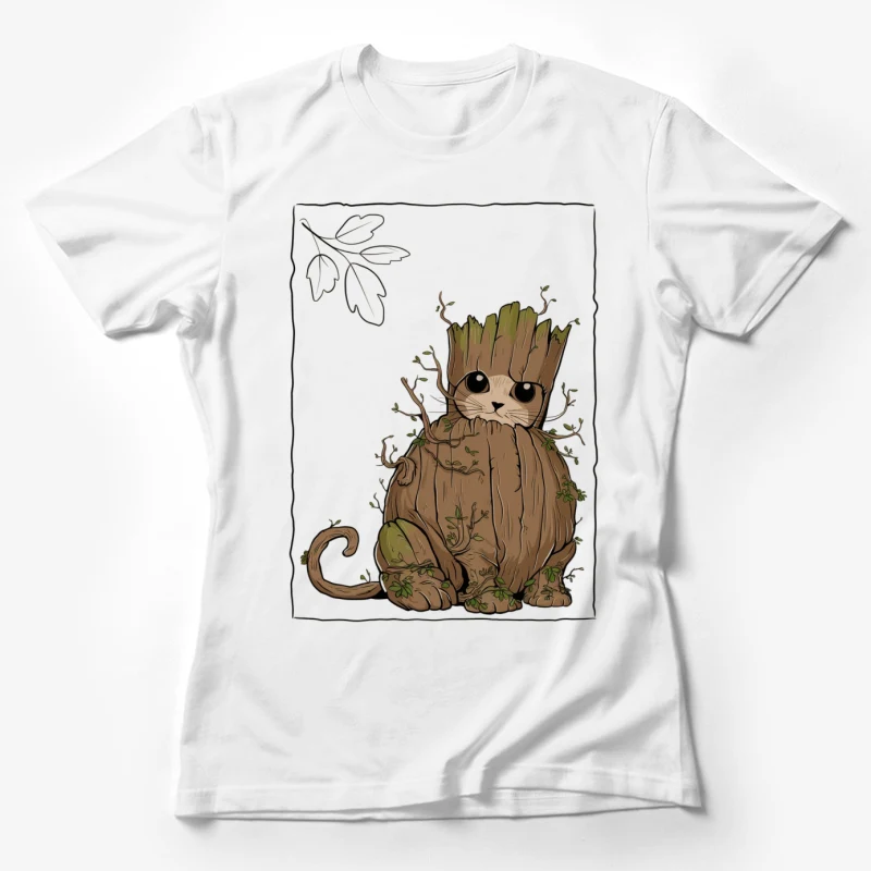 illustration fantasy creature tree cat groot-like character nature whimsical cartoon cute Female T-Shirt