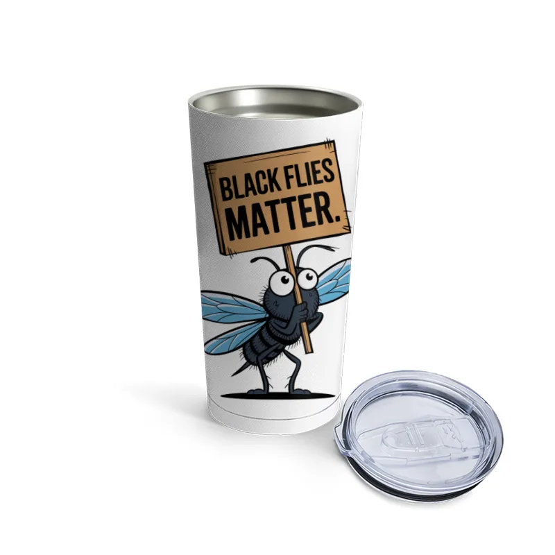 Cartoon Fly Holding "Black Flies Matter" Protest Sign Travel Mug
