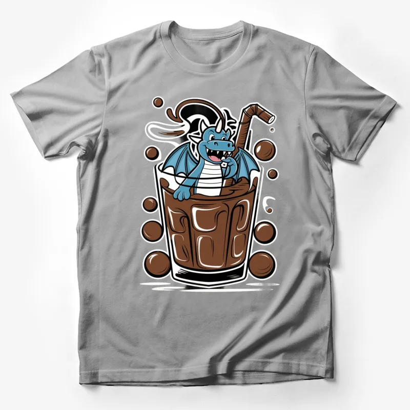 cartoon character dragon coffee chocolate drink beverage cute monster mascot ice cubes Male T-Shirt