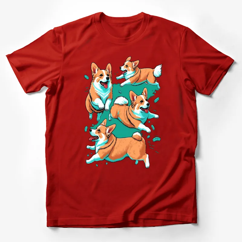 Corgis dogs cartoon cute animals playful illustration pets Male T-Shirt