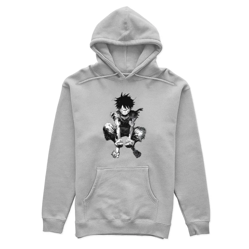 Gritty Manga Hero: Resilient Warrior in Tattered Garb Female Pullover Hoodie