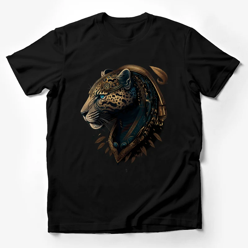 Leopard fantasy art steampunk animal portrait illustration ornate bronze details Male T-Shirt