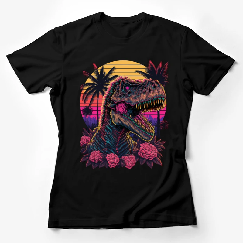 Dinosaur T-rex tropical sunset retro Female T-Shirt