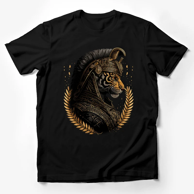 Tiger warrior helmet armor fantasy art Roman golden Male T-Shirt