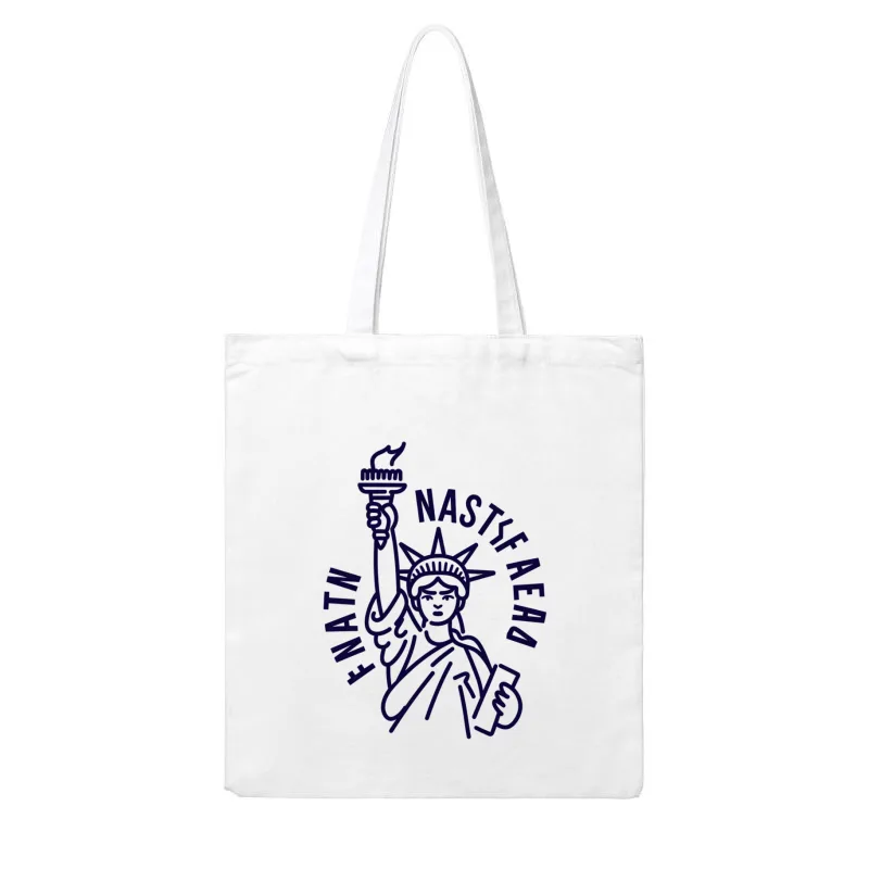 Nasty Head Statue of Liberty Logo Illustration Cotton Tote Bag