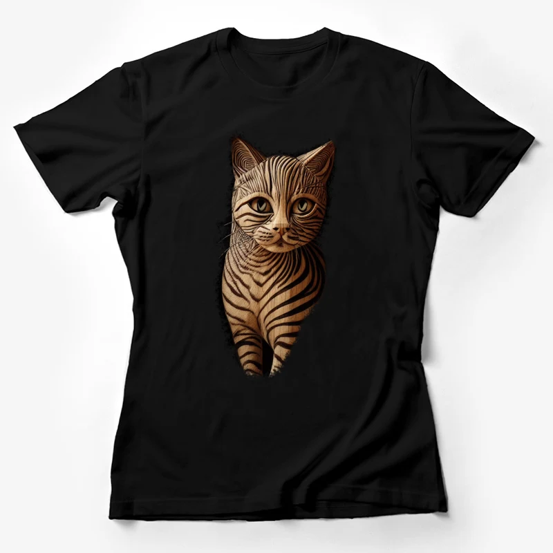 cat tiger stripes illustration animal feline art digital paintin Female T-Shirt