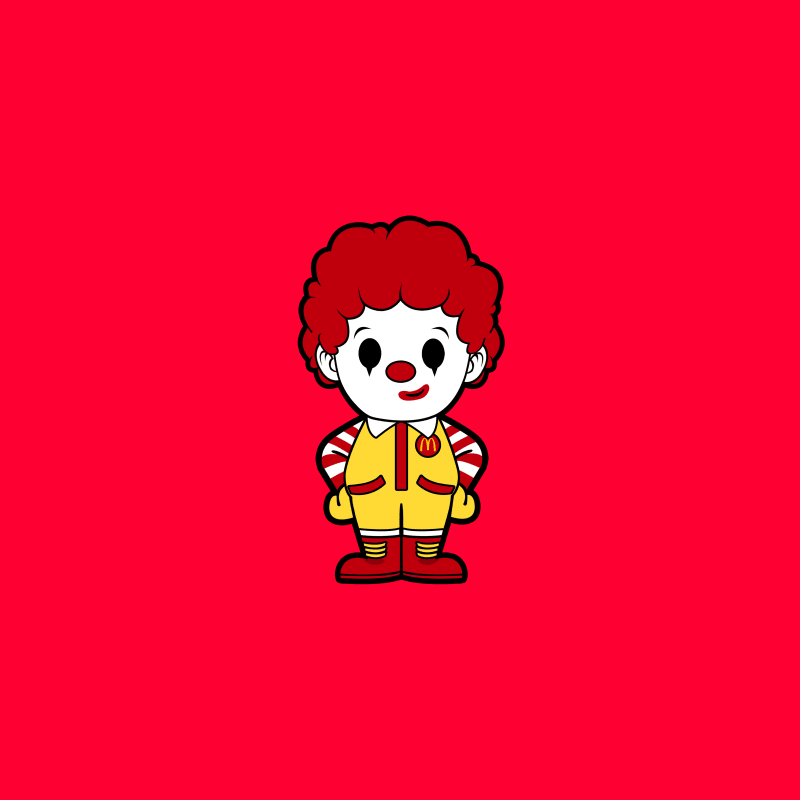 Cartoon Clown Mascot in Yellow Outfit with Red Hair Travel Mug