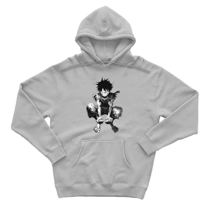 Gritty Manga Hero: Resilient Warrior in Tattered Garb Male Pullover Hoodie