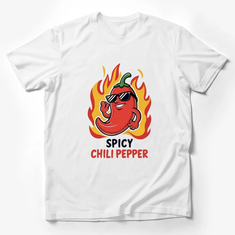 cartoon chili pepper spicy sunglasses flames mascot food character illustration Male T-Shirt